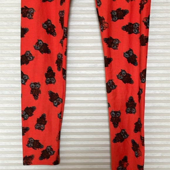 Buttery, soft LulaRoe leggings orange with owl print great condition OS - Picture 4 of 10